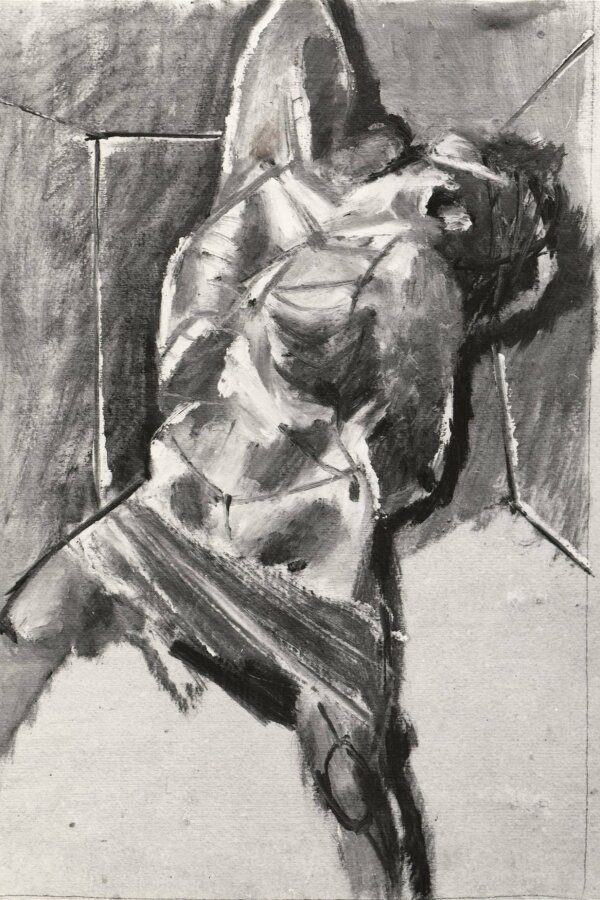 Rudolf Hocke, Mužský akt II, 1984, olej, lepenka